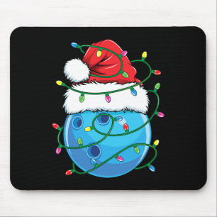 Bowling Ball With Santa Hat Men Boys Christmas Xma Mouse Pad