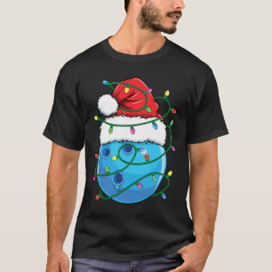 Bowling Ball With Santa Hat Men Boys Christmas Xma T-Shirt