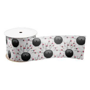 Bowling Balls and Pins Satin Ribbon