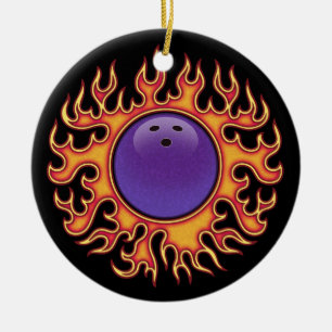 Bowling Balls-o-Fire Ceramic Ornament