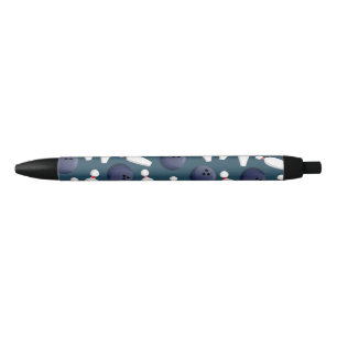 Bowling Balls & Ten Pins Pattern - Bowler Gifts Black Ink Pen