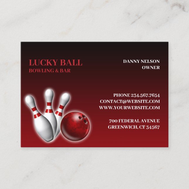 Bowling/Bar Chubby Business Card (Front)