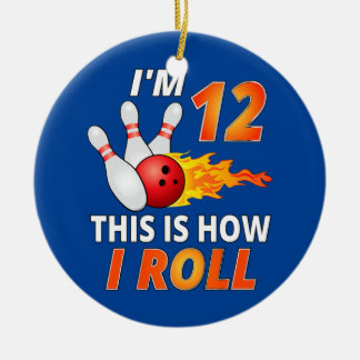 Bowling Birthday 12 Year Old Boy Funny Bowler Ceramic Ornament