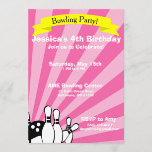 Bowling Birthday Card Invitation