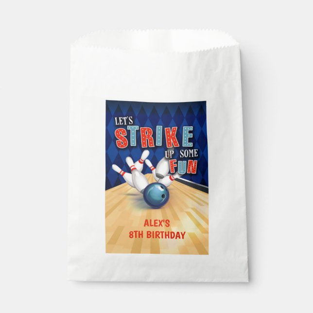 Bowling Birthday Favour Bag - Boy (Front)