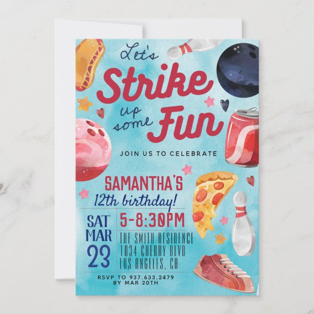 Bowling Birthday Invitation (Front)