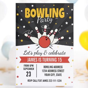 Bowling birthday invitation