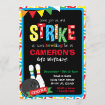 Bowling Birthday Invitation, Bowling Chalkboard