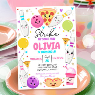 Bowling Birthday Invitation Bowling Pizza Party