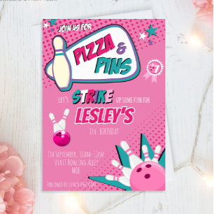 Bowling Birthday Invitation for Girls