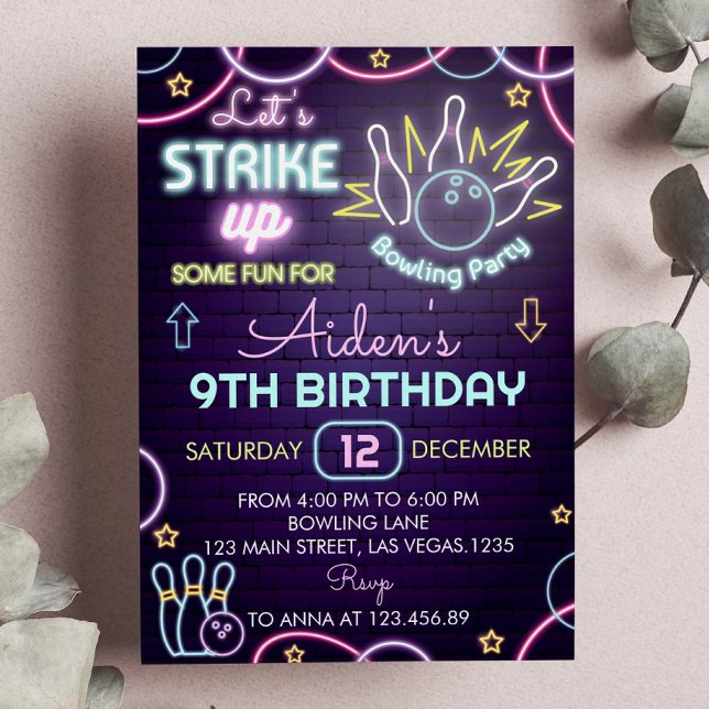 Bowling Birthday Invitation Strike Up Some Fun (Creator Uploaded)