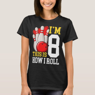 Bowling Birthday Party 8 Years Old 8th Kids Boys G T-Shirt