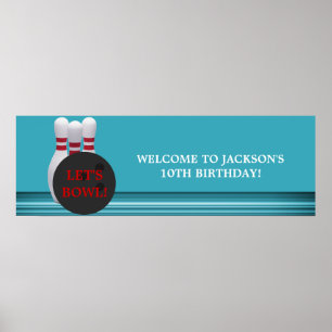Bowling Birthday Party Banner Poster