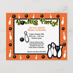 BOWLING BIRTHDAY PARTY Bowl Orange Invitation