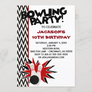 Bowling Birthday Party Custom Invitation