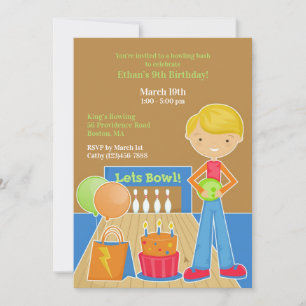 Bowling Birthday Party Flat Invitation