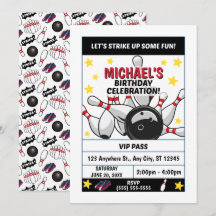 Bowling Birthday Party Invitation