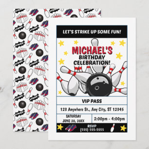 Bowling Birthday Party Invitation