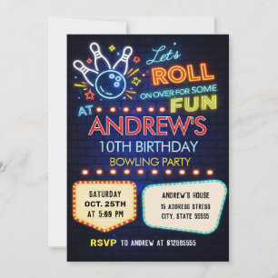 Bowling Birthday party  Invitation
