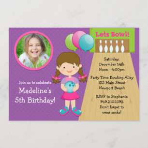 Bowling Birthday Party Invitation with Photo
