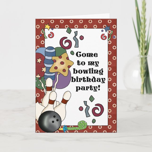 Bowling Birthday Party Invitations (Front)