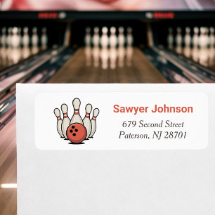 Bowling Birthday Party Return Address Label