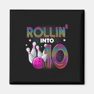 Bowling Birthday Party Rollin Into 10 10th Birthda Magnet