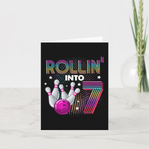 Bowling Birthday Party Rollin Into 7 7th Birthday  Card
