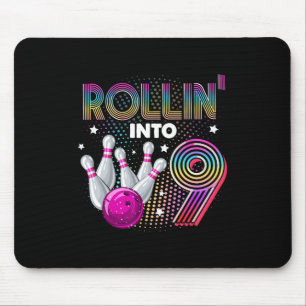 Bowling Birthday Party Rollin Into 9 9th Birthday Mouse Pad