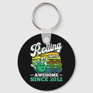 Bowling Birthday Party Rolling Into 13 Years 13th Key Ring
