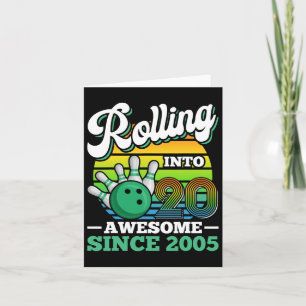 Bowling Birthday Party Rolling Into 20 Years 20th Card