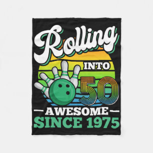 Bowling Birthday Party Rolling Into 50 Years 50th  Fleece Blanket