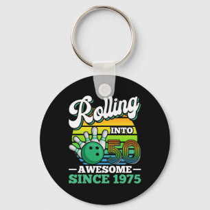 Bowling Birthday Party Rolling Into 50 Years 50th Key Ring