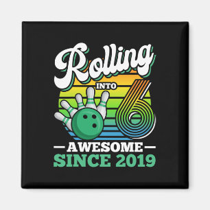 Bowling Birthday Party Rolling Into 6 Years Boy 6t Magnet