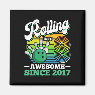 Bowling Birthday Party Rolling Into 8 Years Boy 8t Magnet