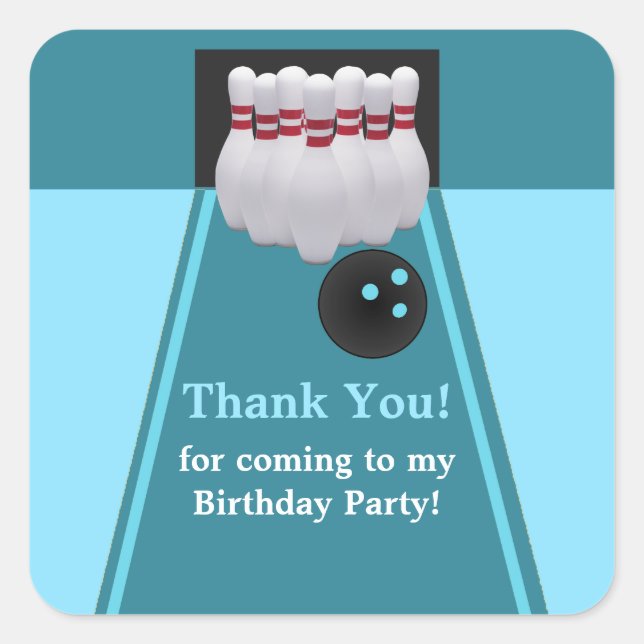 Bowling Birthday Party Sticker (Front)