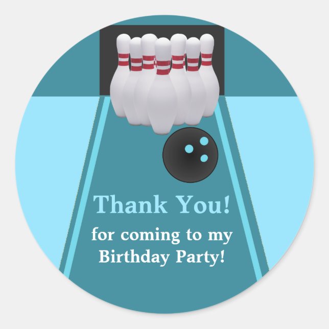 Bowling Birthday Party Sticker (Front)