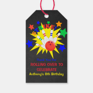 Bowling Birthday Party Thank You Gift Tags