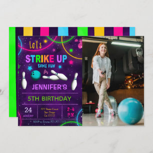 Bowling Birthday Photo Invitation