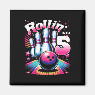 Bowling Birthday Rollin Into 5 Party 5th Birthday  Magnet