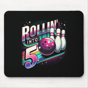 Bowling Birthday Rollin Into 5 Party 5th Birthday Mouse Pad