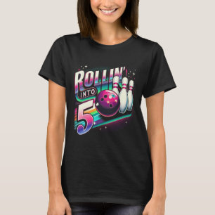 Bowling Birthday Rollin Into 5 Party 5th Birthday T-Shirt