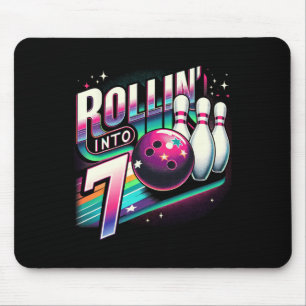 Bowling Birthday Rollin Into 7 Party 7th Birthday Mouse Pad