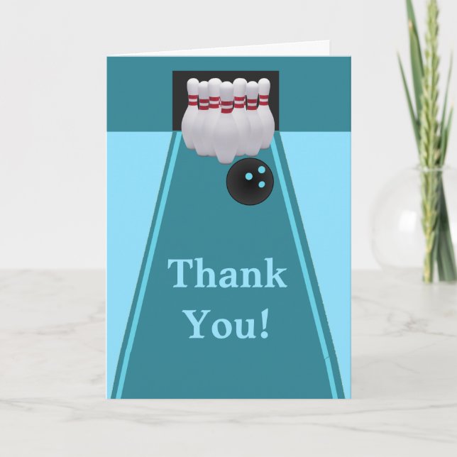 Bowling Birthday Thank You Card (Front)