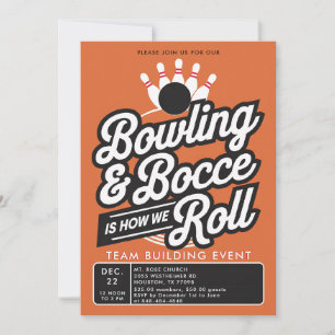 Bowling Bocce Team Building Church Business Orange Invitation