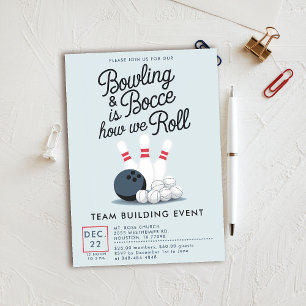 Bowling Bocce Team Building Church Business Simple Invitation