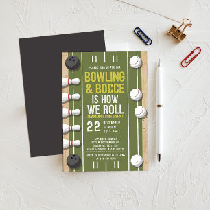 Bowling Bocce Team Building Church Business Sports Invitation
