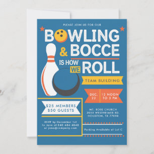 Bowling Bocce Team Community Church Business Event Invitation