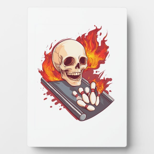Bowling Bones � Funny Sports Skull Plaque (Front)
