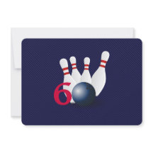 Bowling, bowler 60th Birthday Invitation.